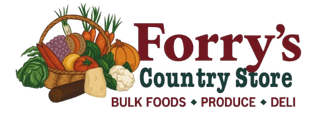Forry 's country store bulk foods produce deli logo