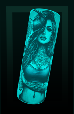 Tattooed Country Cowgirl, Blue Glow-in-the-Dark 20oz Drink Tumbler