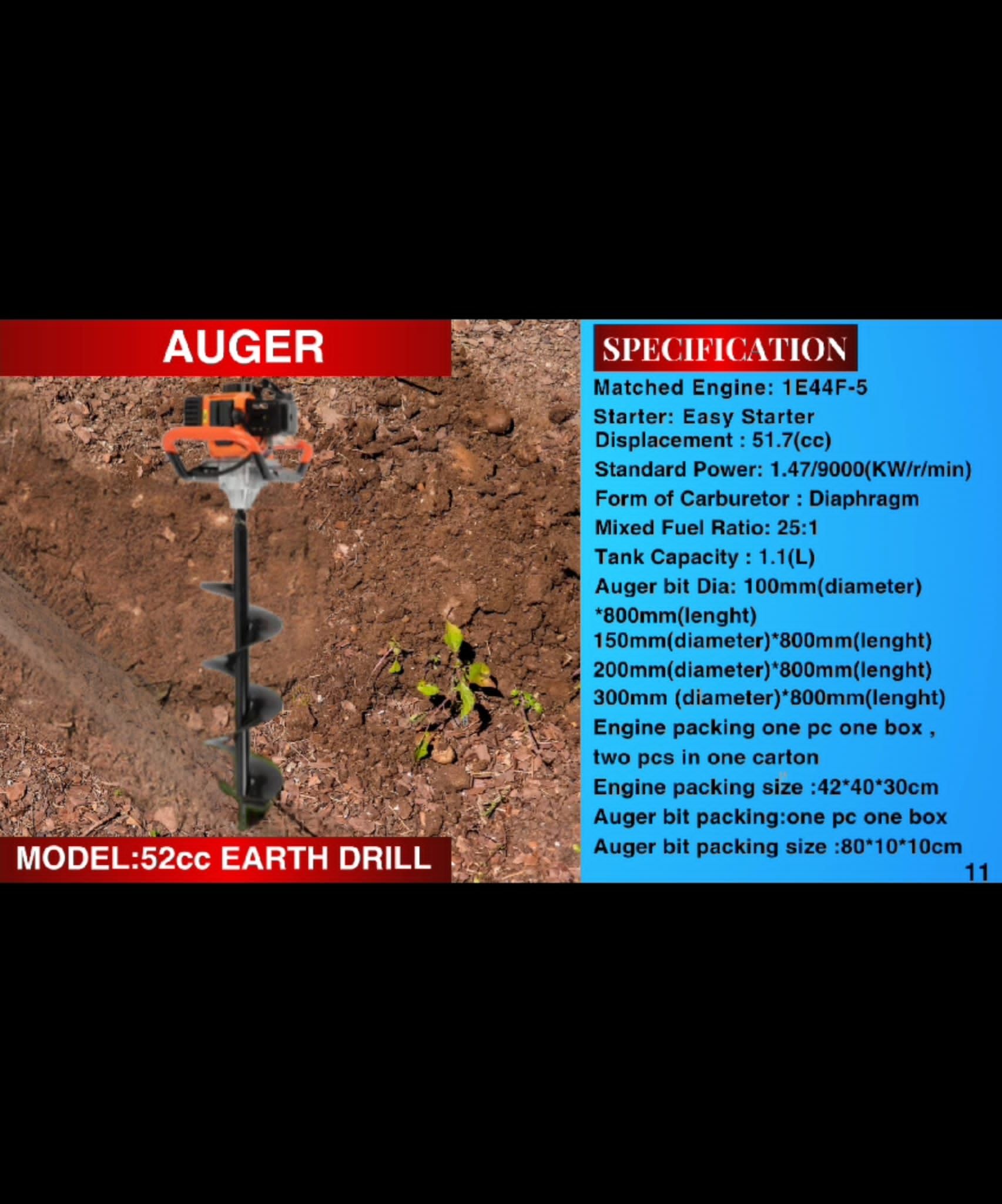 A picture of a auger model 62cc earth drill