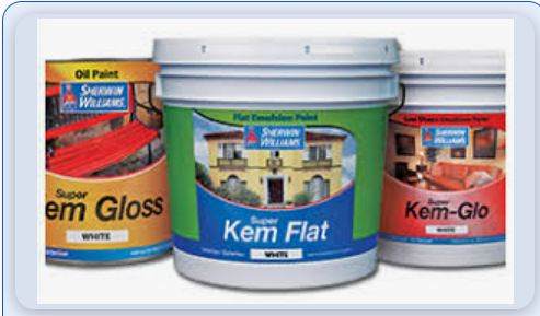 Three buckets of paint are sitting next to each other on a table.