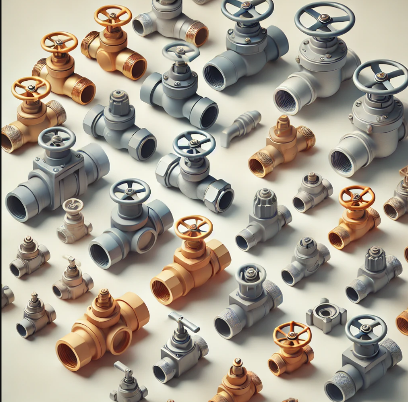 A bunch of different types of valves on a table