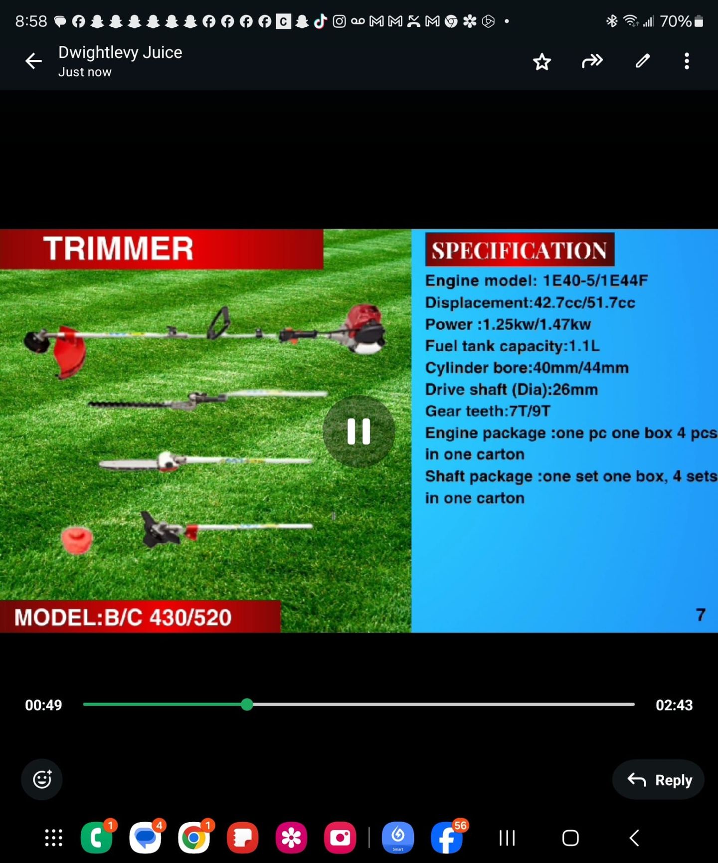 A picture of a trimmer on a cell phone screen.