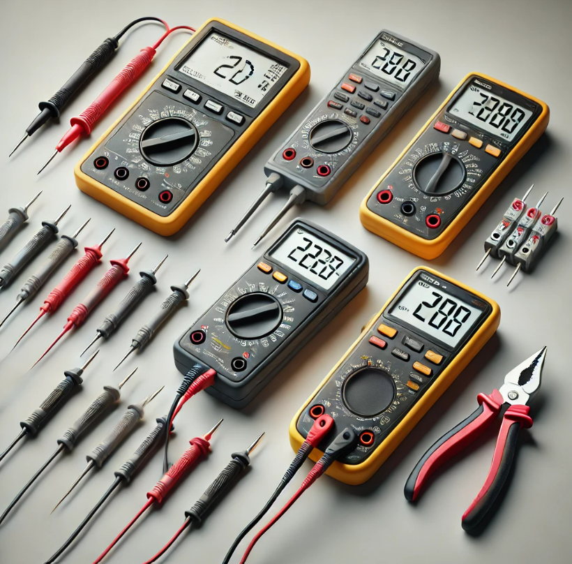 A bunch of digital multimeters with the numbers 2208 on them