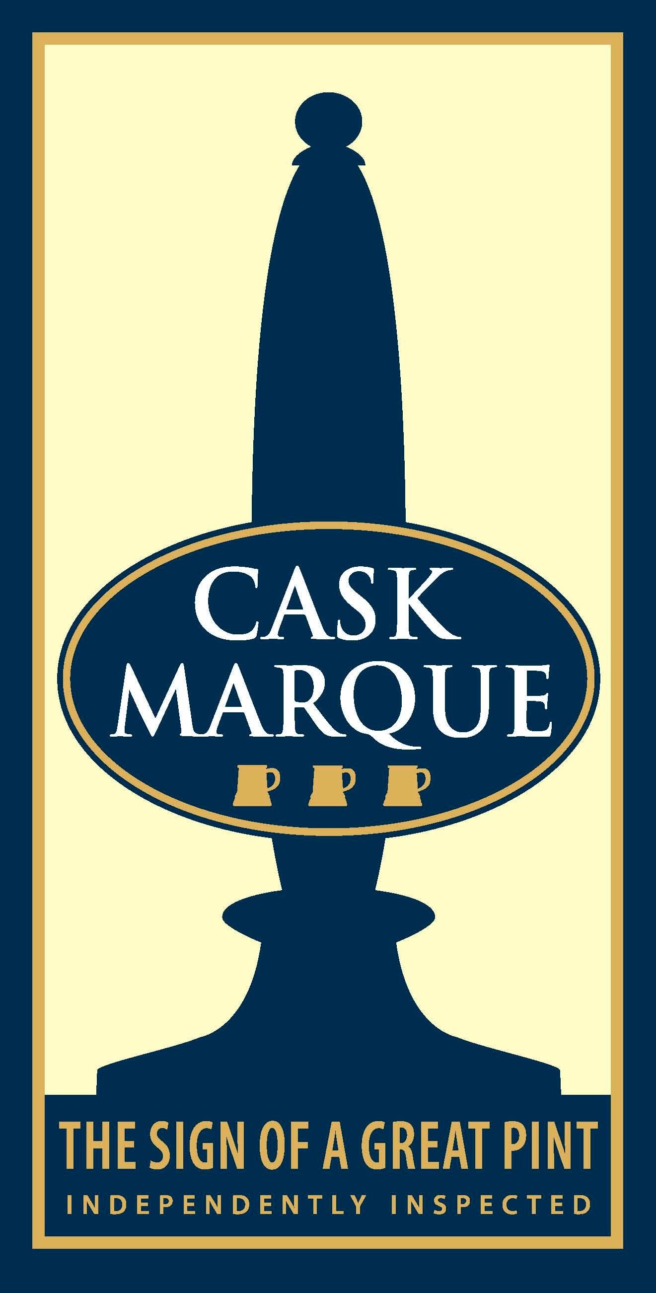 A sign that says cask marque the sign of a great pint