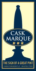 A sign that says cask marque the sign of a great pint