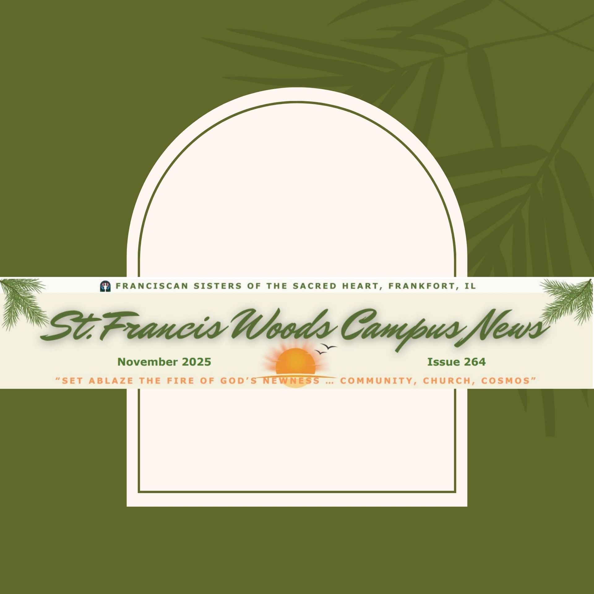 Newsletter cover for St. Francis Woods, Frankfort, IL, titled 