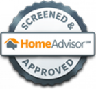 A screened and approved home advisor logo on a white background.