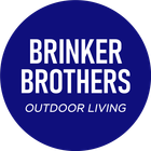 Logo for Brinker Brothers Outdoor Living, featuring white text on a circular dark blue background.