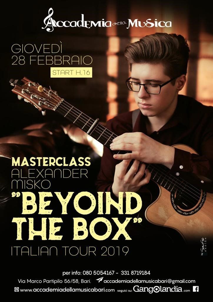 Manifesto per una masterclass di chitarra con un giovane chitarrista, 