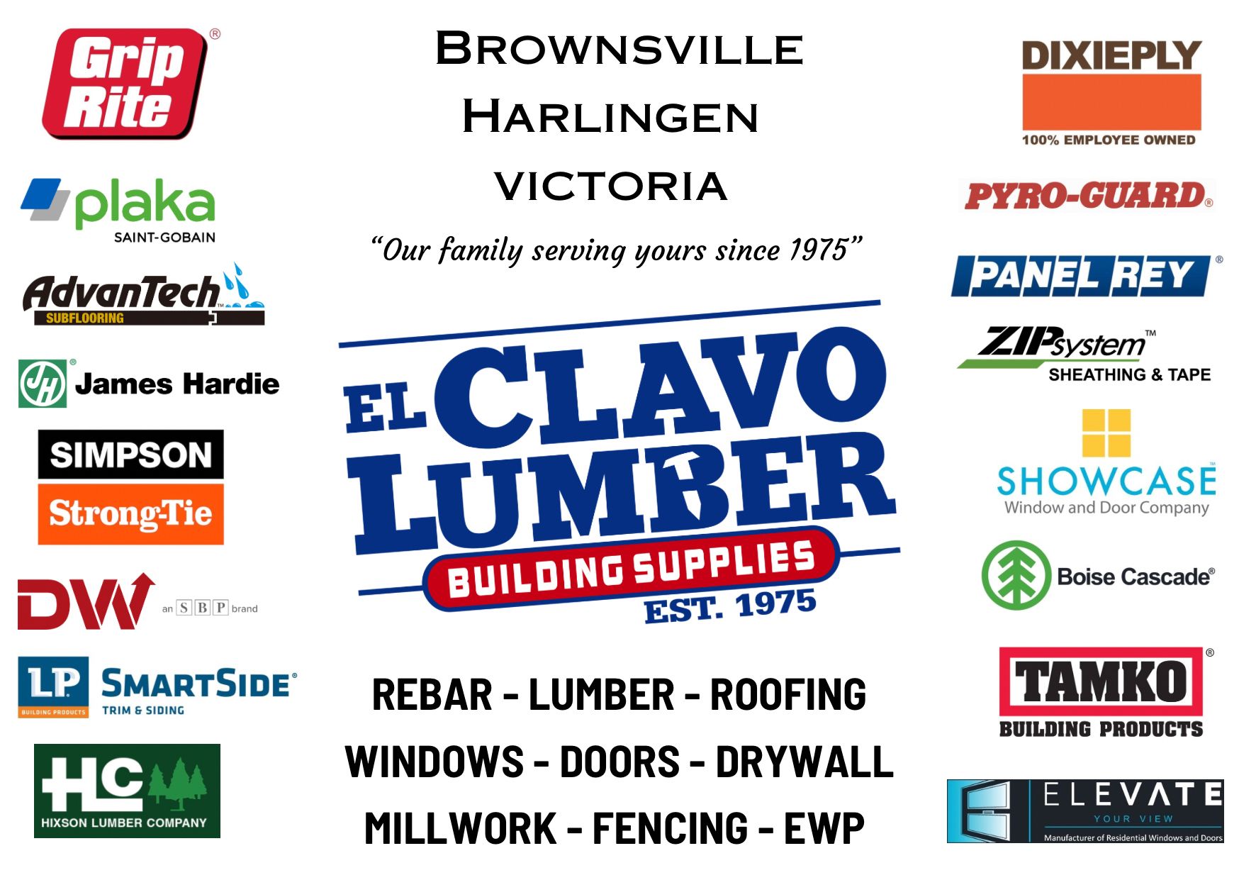 A sign for el clavo lumber building supplies.