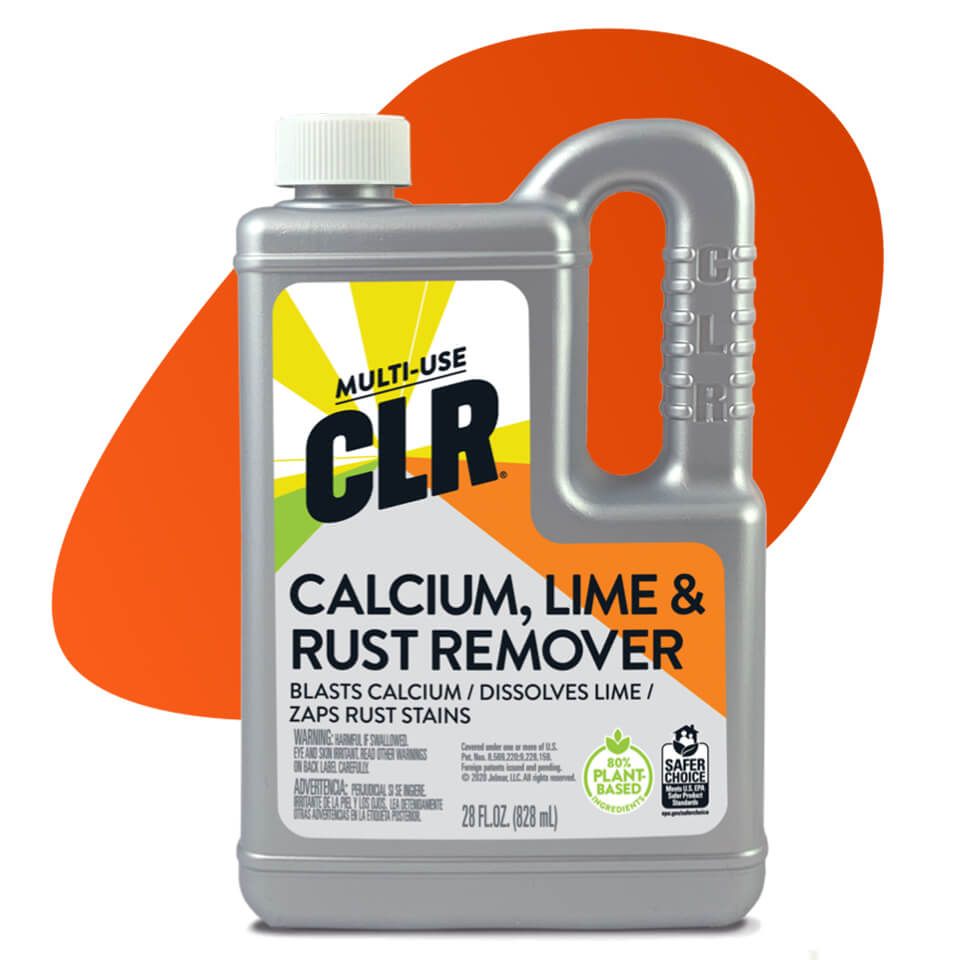 A bottle of clr calcium lime and rust remover