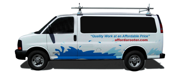 A white van that says quality work at an affordable price