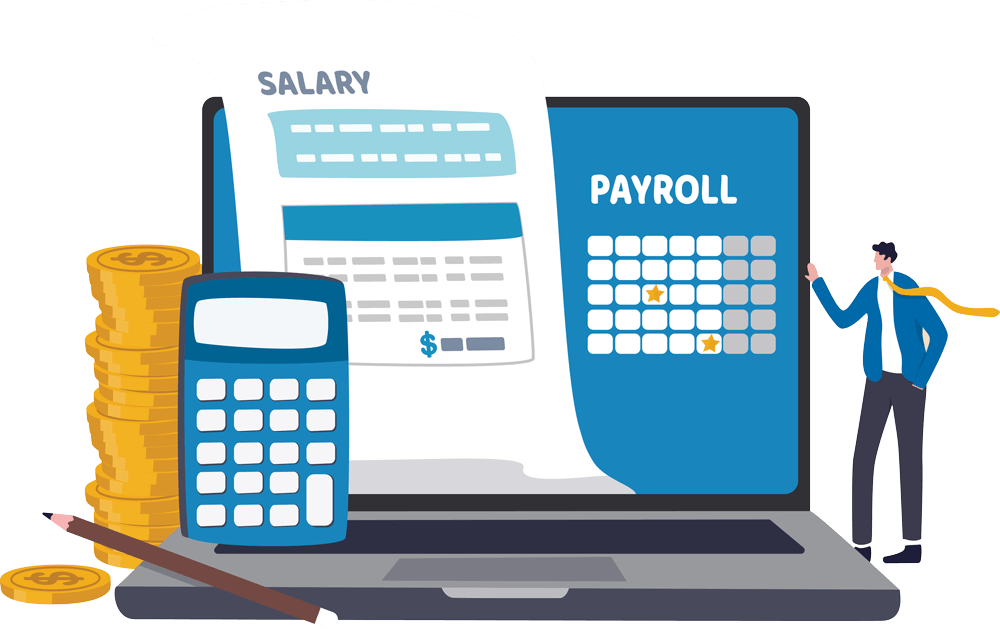 Illustration of a Man Reviewing Payroll