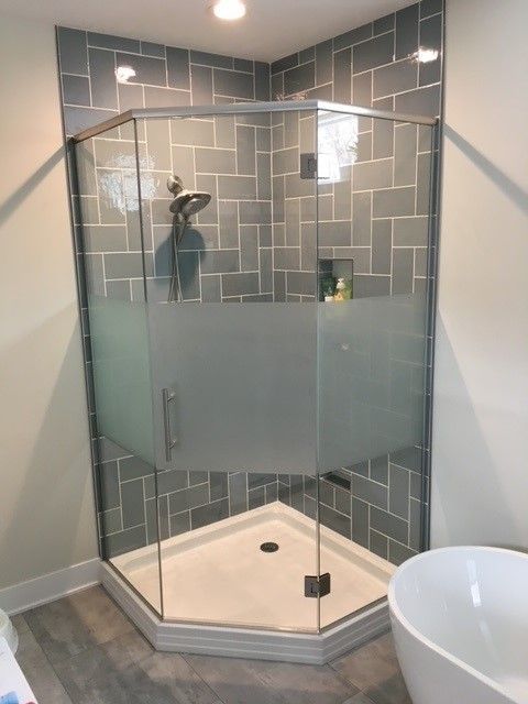 Shower Glass with Gray Tiles — Kalamazoo, MI — J&J Glass