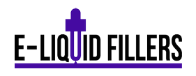 A purple and black logo for e-liquid fillers