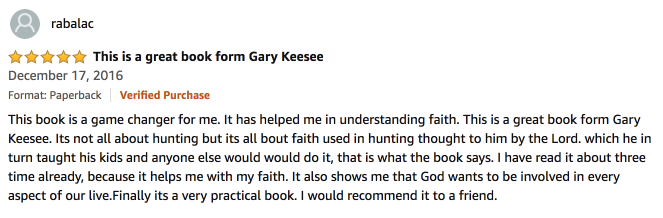 Faith Hunt by Gary Keesee Paperback 291 Pages Published 2003 9780972903523 for sale online 
