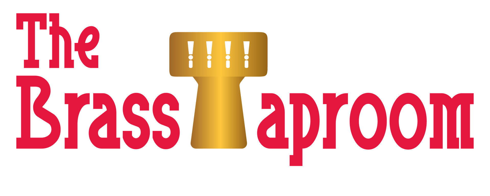 A red and gold logo for the brass taproom