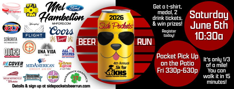 4th Annual Side Pockets .5k Beer Run for Kansas Humane Society