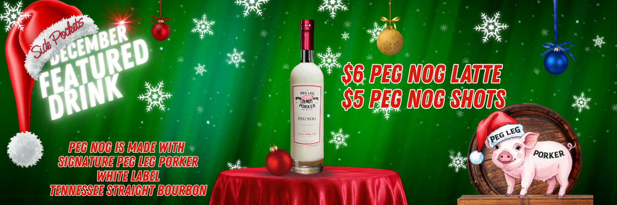 Christmas ad featuring Peg Nog, text