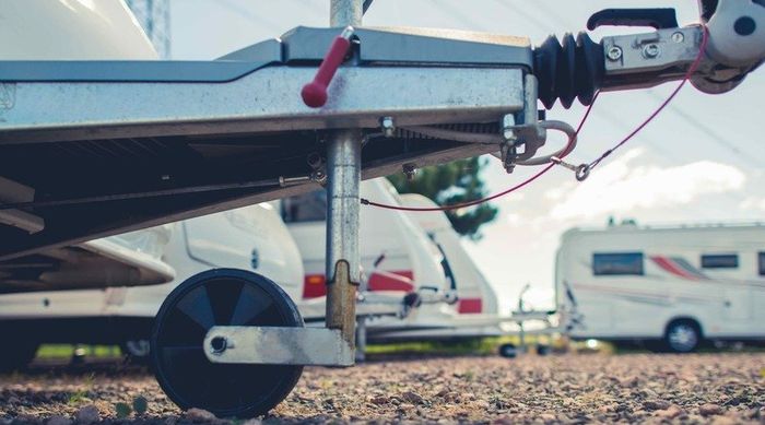 RV trailer hitch close-up