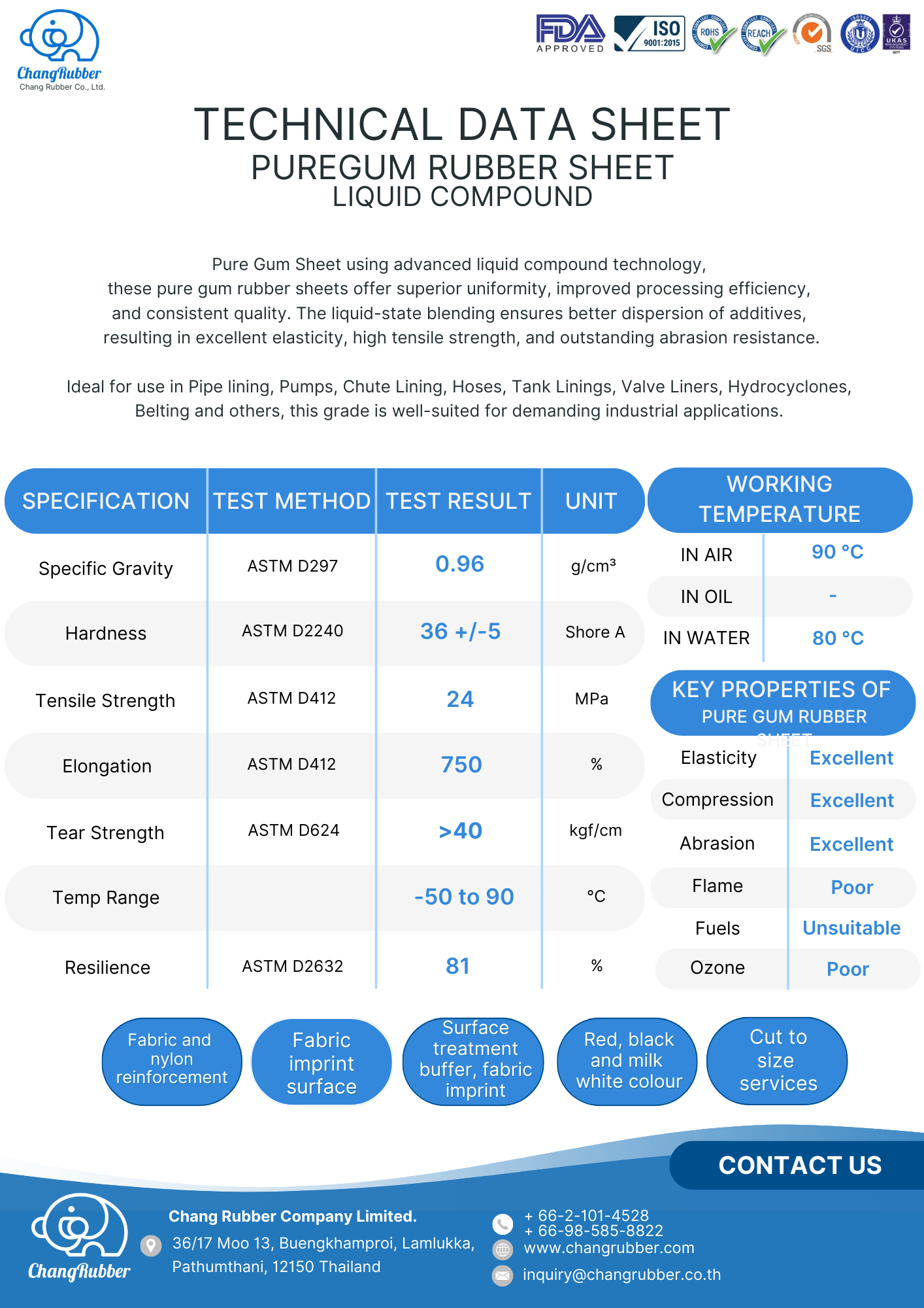 TDS Pure Gum / Natural Latex Rubber Sheet