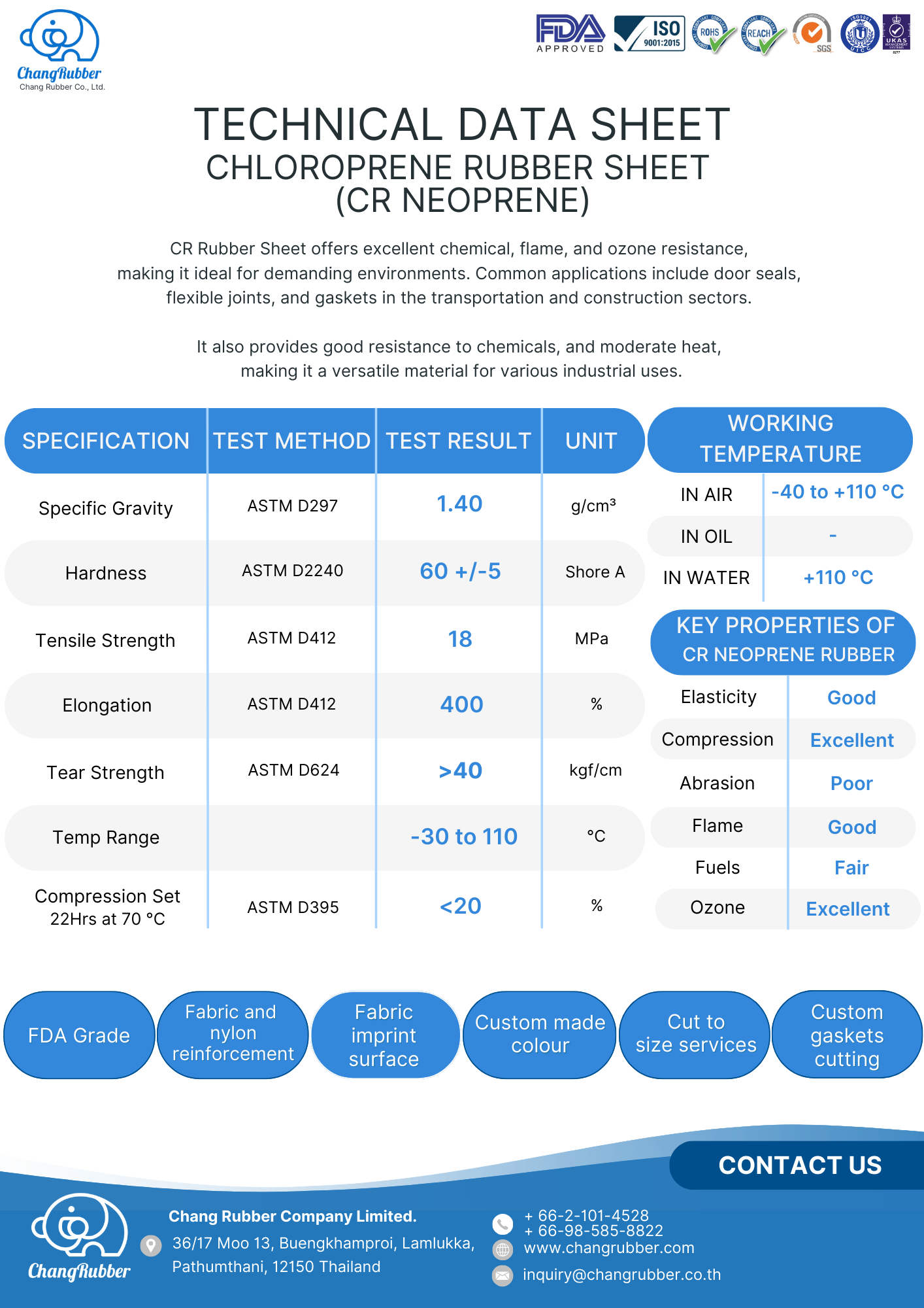 TDS CR Neoprene Rubber Sheet