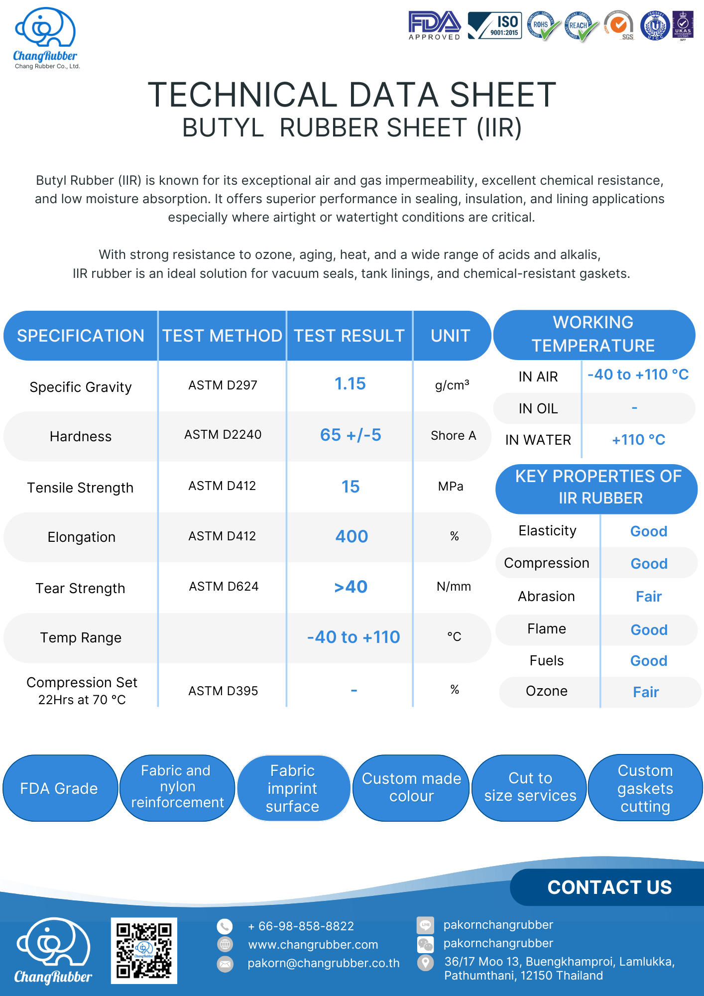 TDS IIR Butyl Rubber Sheet