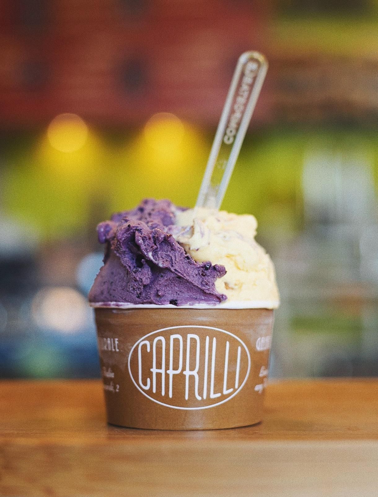 Tronchetto di Natale al cioccolato con ripieno di crema, funghi meringati, fette d'arancia e un disco di cioccolato.