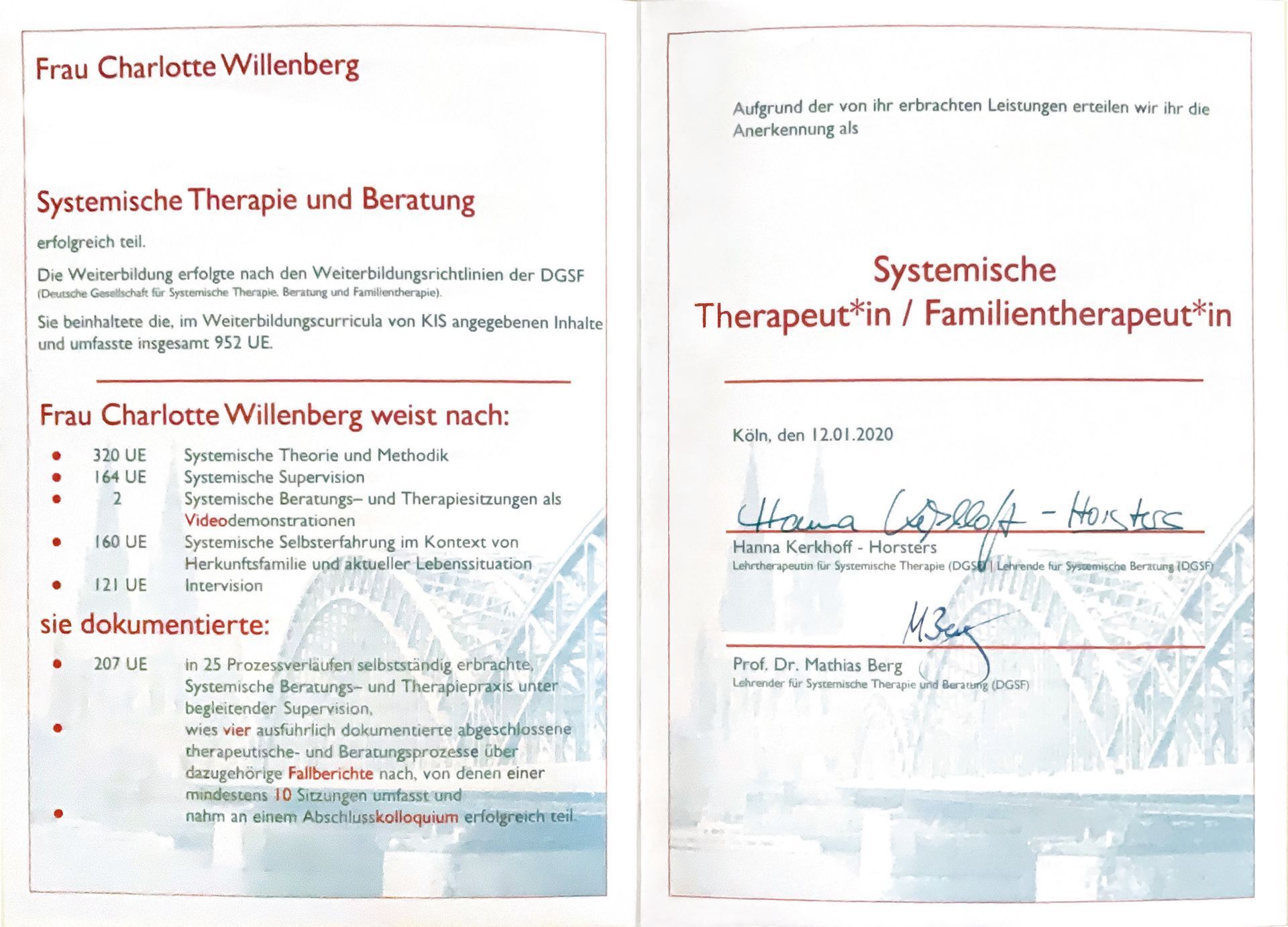 Zertifikat Systemische Therapie Charlotte Willenberg Zertifikat Systemische Therapie Charlotte Willenberg