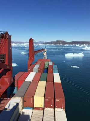 Cargo Ship in icy waters