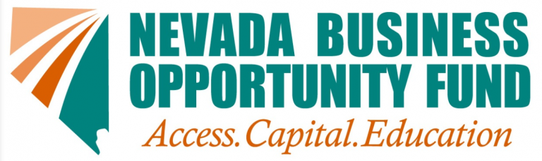 Nevada Business Opportunity Fund logo with teal text and an abstract graphic. The tagline is Access. Capital. Education.