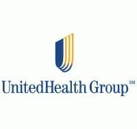 UnitedHealth Group logo: blue and gold abstract shape above text.
