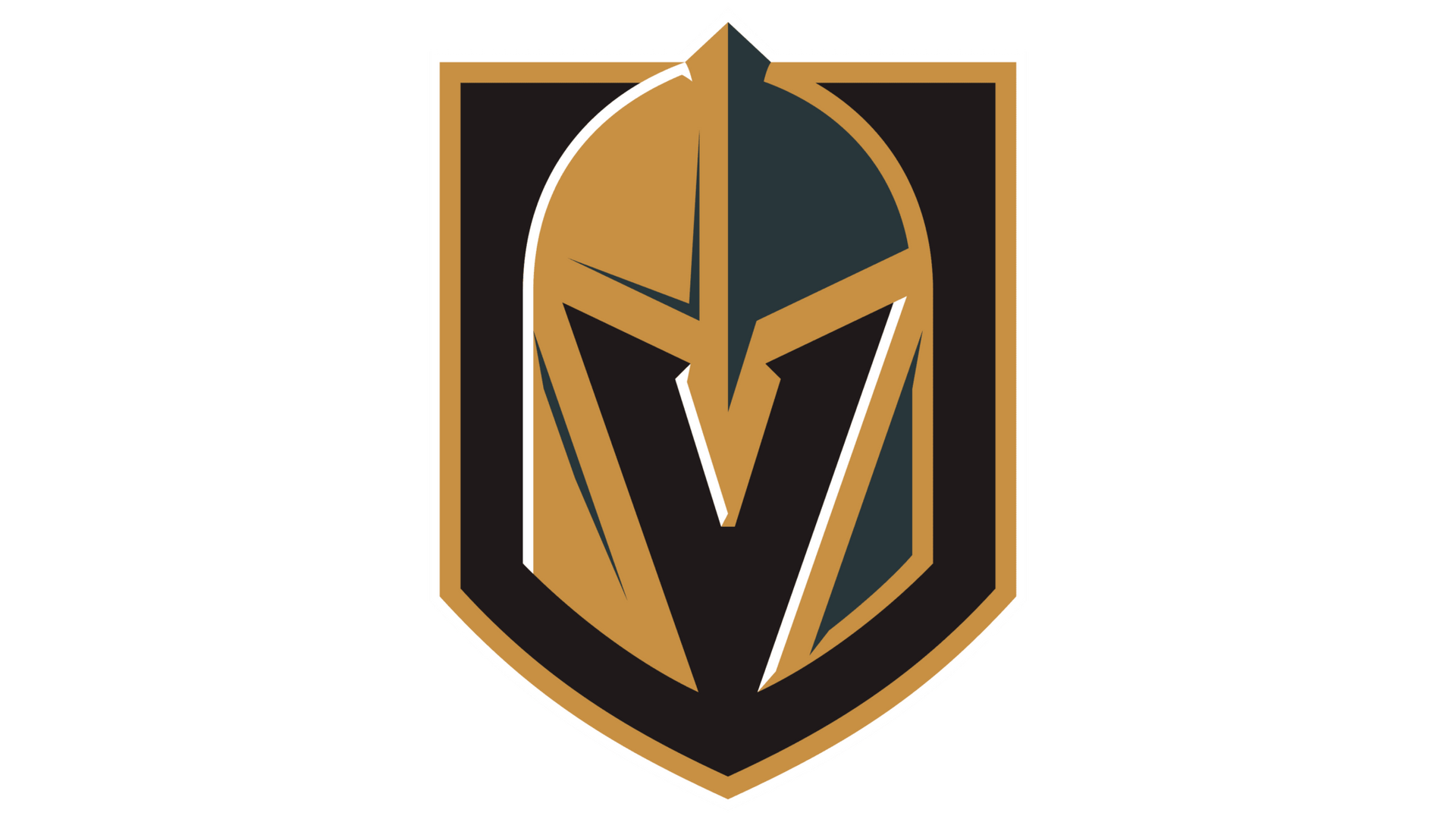 Golden Knights logo: black and gold knight helmet inside a shield.