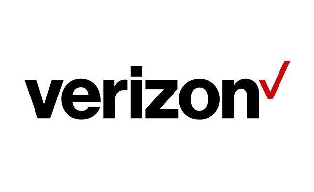 Verizon logo with black text and a red checkmark.