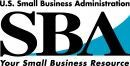 SBA logo: Black letters SBA with a blue and white graphic, and the tagline: Your Small Business Resource.