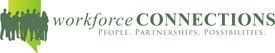Workforce Connections logo with silhouettes of people and text.