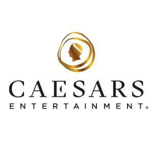 Caesars Entertainment logo: golden outline with a profile of Caesar, beneath the text 