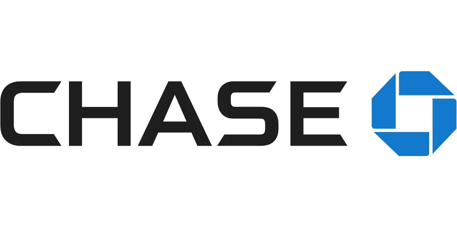 Chase logo with black text and a blue octagon.