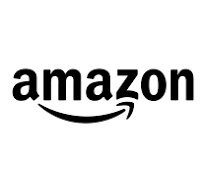 Amazon logo with black text and a curved arrow under the word.