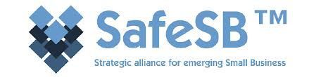 Logo for SafeSB, a strategic alliance for emerging Small Business, with blue diamond-shaped graphic.