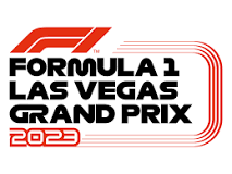 Formula 1 Las Vegas Grand Prix 2023 logo, featuring the F1 logo in red and a stylized track design.