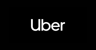 Uber logo on black background. White text.