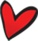 Red heart with black outline.