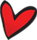 Red heart with black outline.