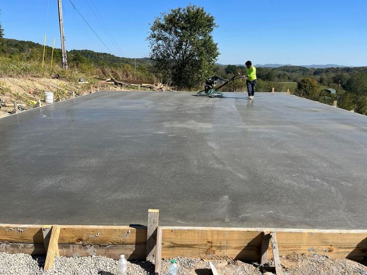concrete being poured by contractors