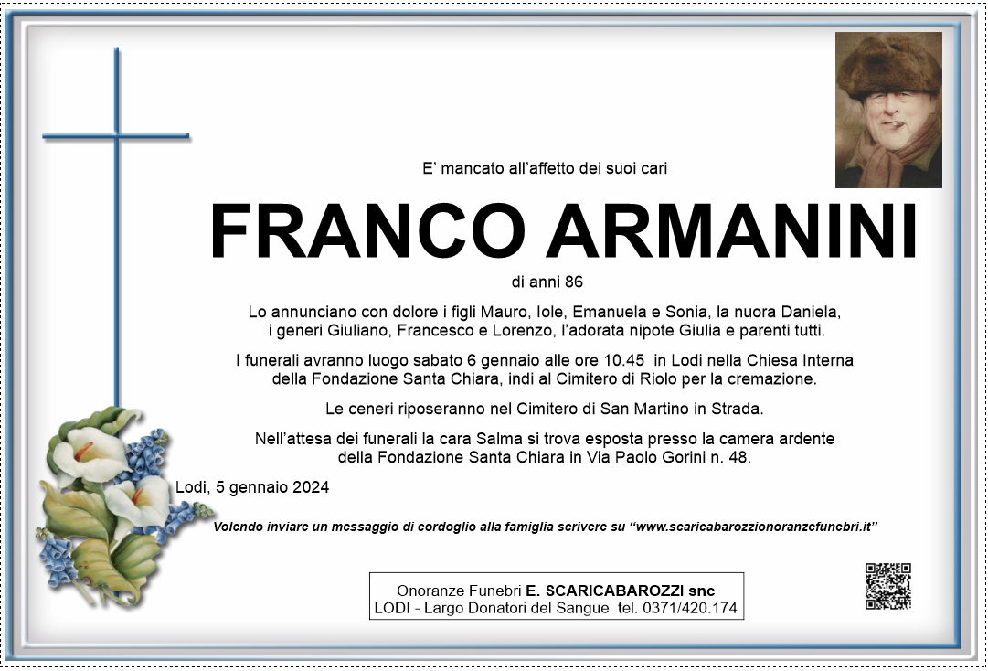 necrologio FRANCO ARMANINI