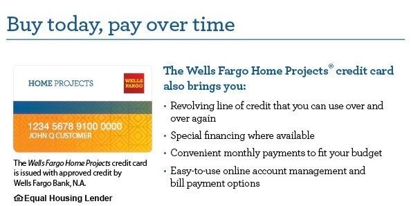 An advertisement for the wells fargo home projects credit card