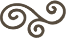 A brown and white swirl on a white background.