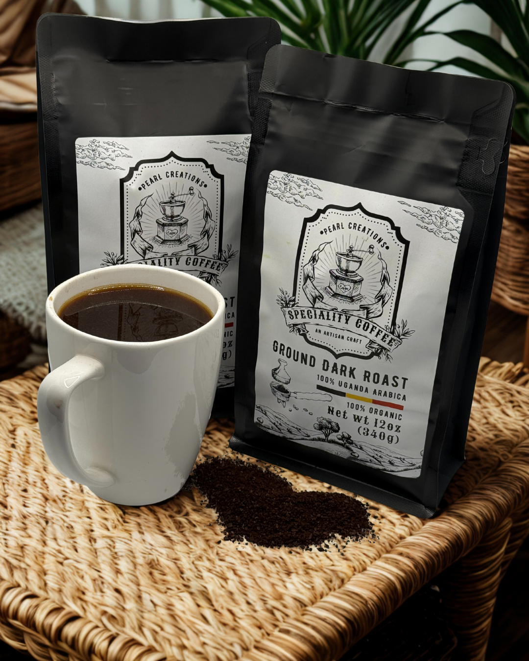 PC Coffee and Art ground dark roast coffee for French press or drip”
“Freshly ground specialty dark roast coffee with bold flavor”
“Eco-friendly fair trade dark roast coffee ground for brewing”