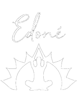 Un disegno in bianco e nero di una foglia d'acero e della parola elodie.